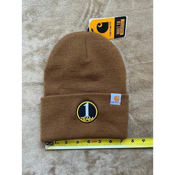 NWT Carhartt Knit‎ Cuffed Beanie "1 Team" Duck Brown Winter Hat One Size - Picture 5 of 6